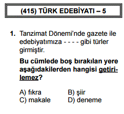 Aol Acik Ogretim Lisesi 415 Turk Edebiyati 5 2 Dnm Online Soru Cozum Sayfasi